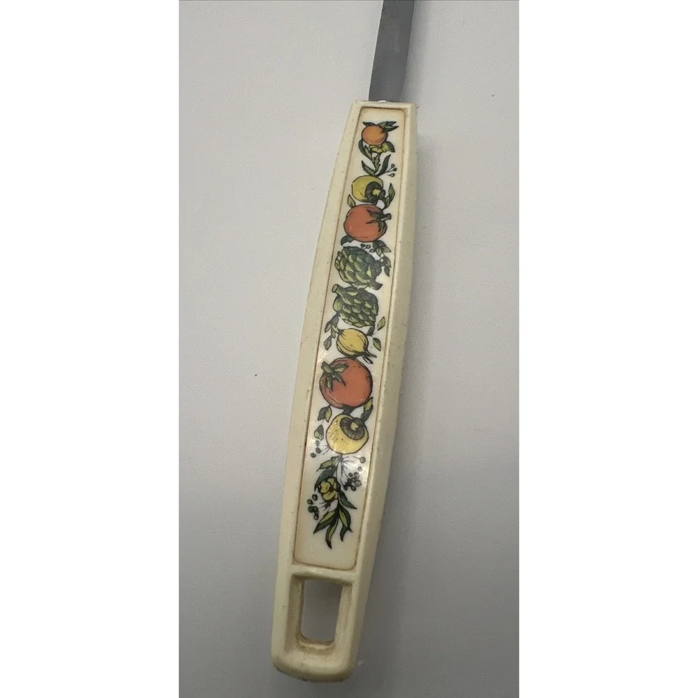 Vintage Ekco Slotted Serving Spoon Vegetable Design Handle Mushrooms MCM 12.25